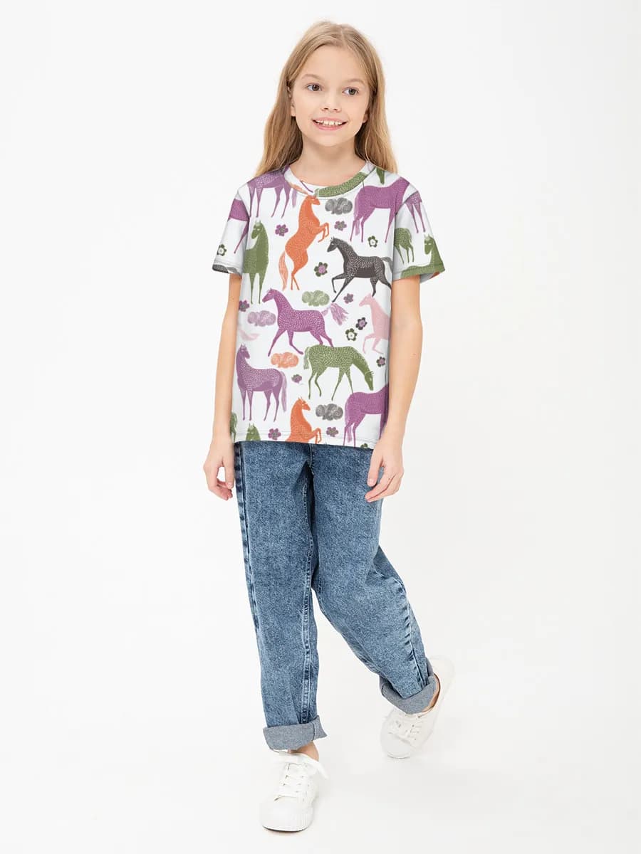 Basic Baumwoll-T-Shirt Mädchen