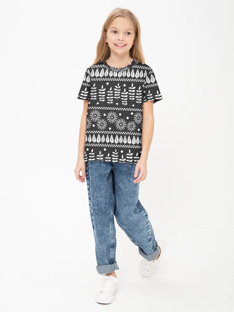 Girls' basic cotton T-shirt