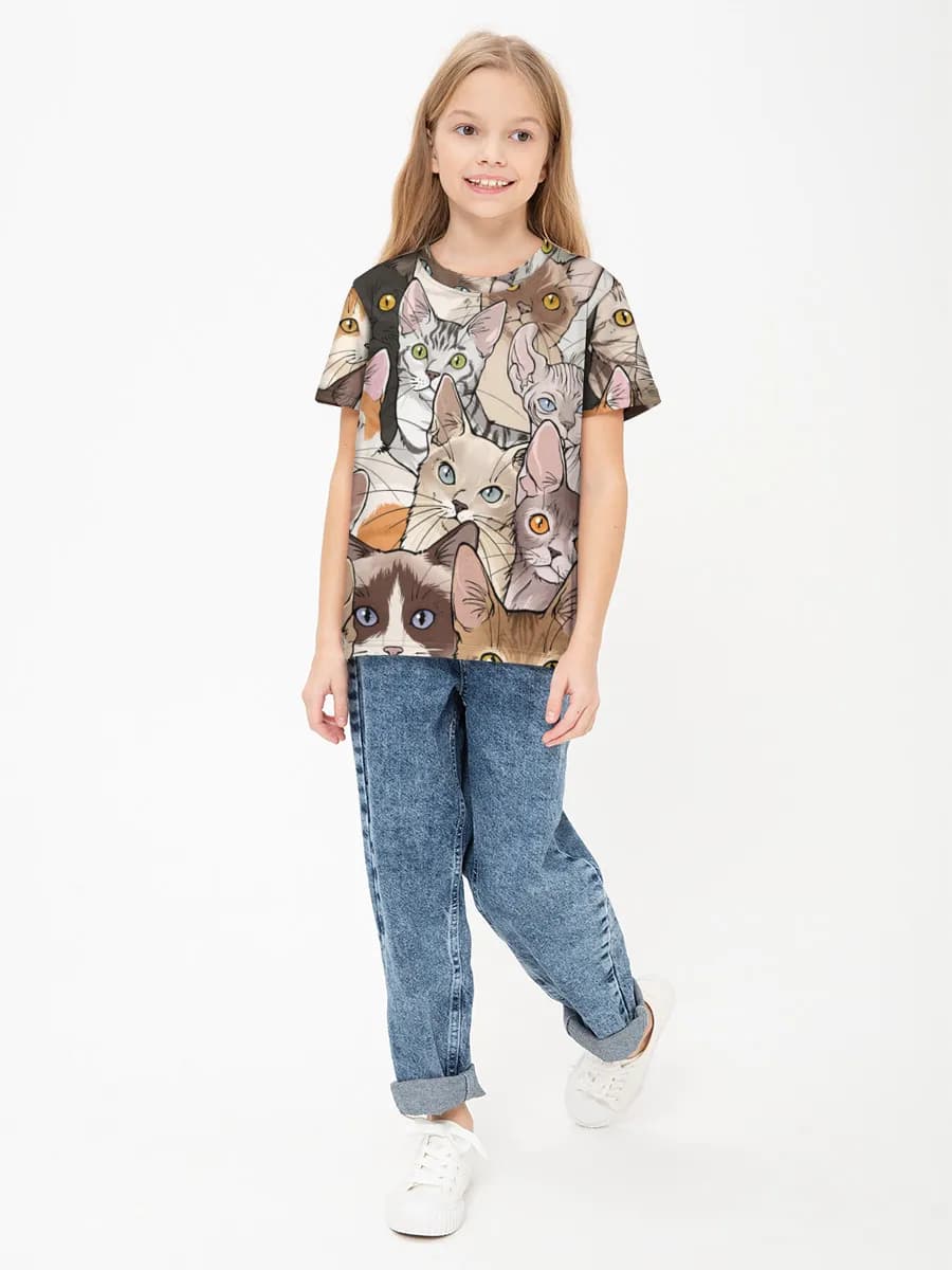 Girls' basic cotton T-shirt