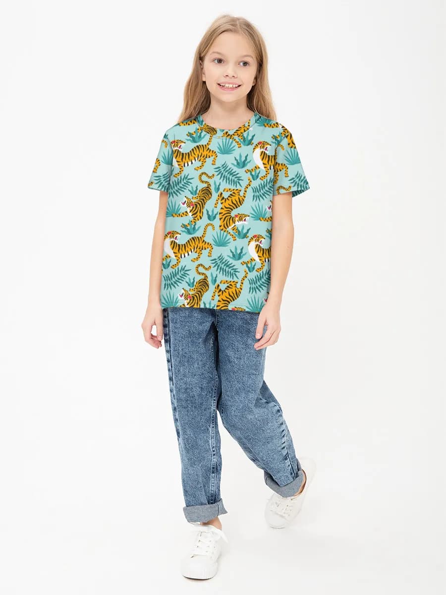 Girls' basic cotton T-shirt