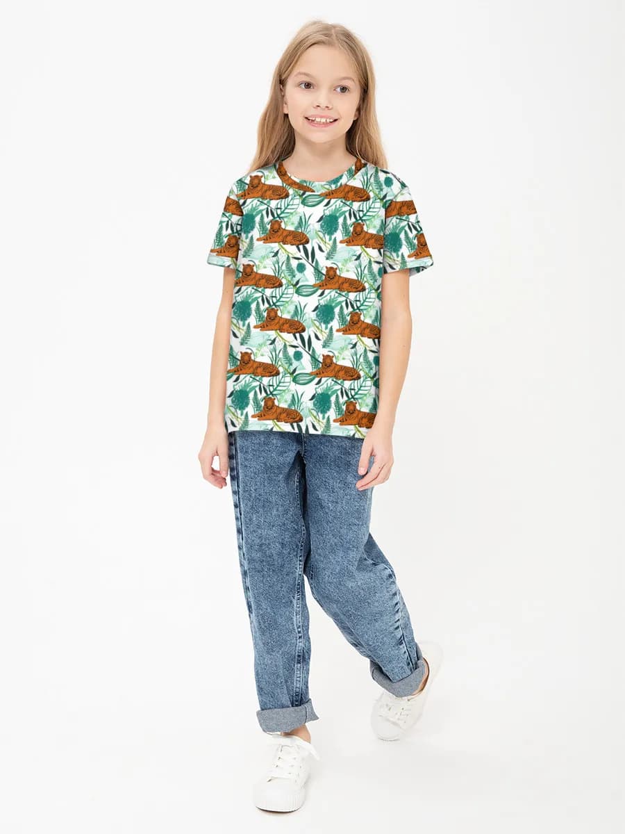 Girls' basic cotton T-shirt
