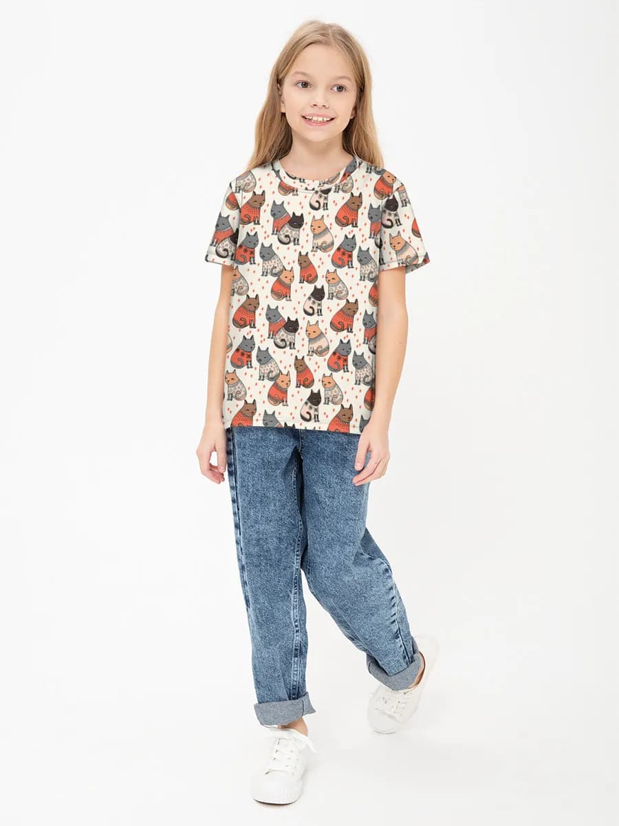 Girls' basic cotton T-shirt