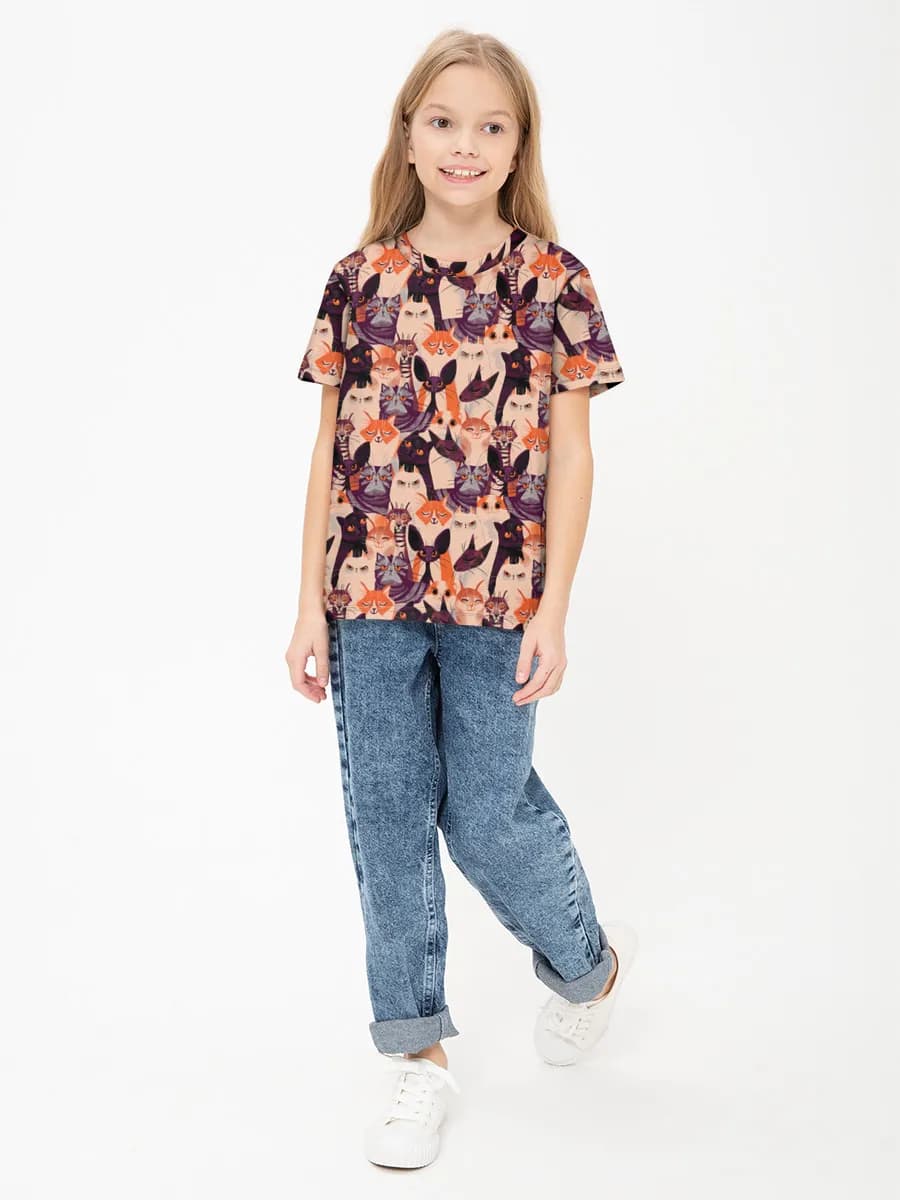 Girls' basic cotton T-shirt