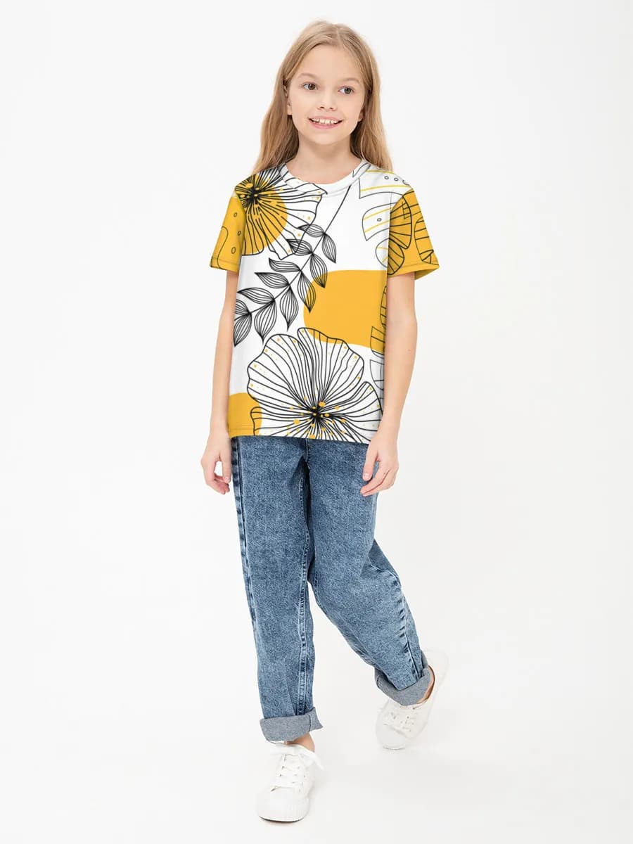 Girls' basic cotton T-shirt