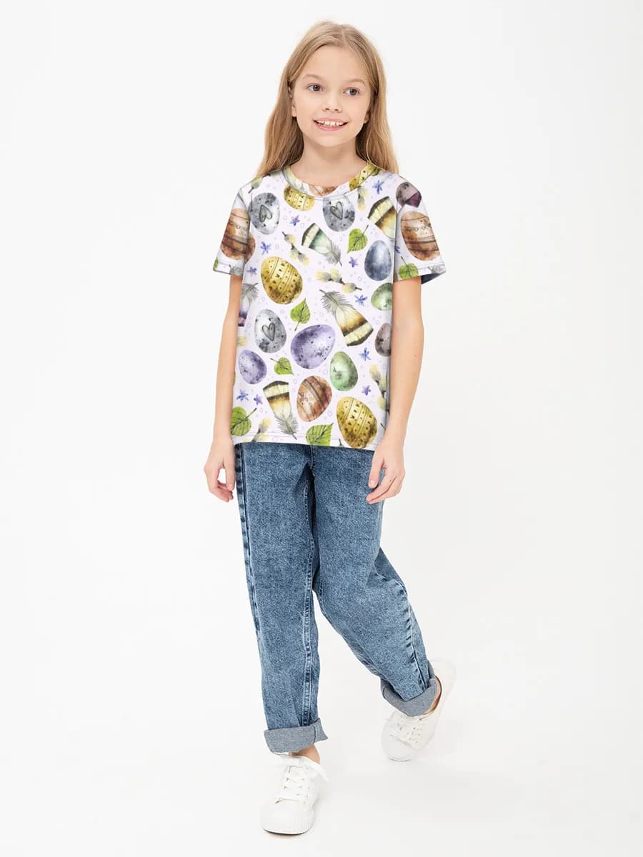 Girls' basic cotton T-shirt