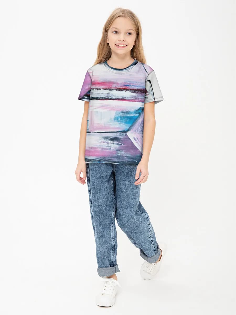 Girls' basic cotton T-shirt