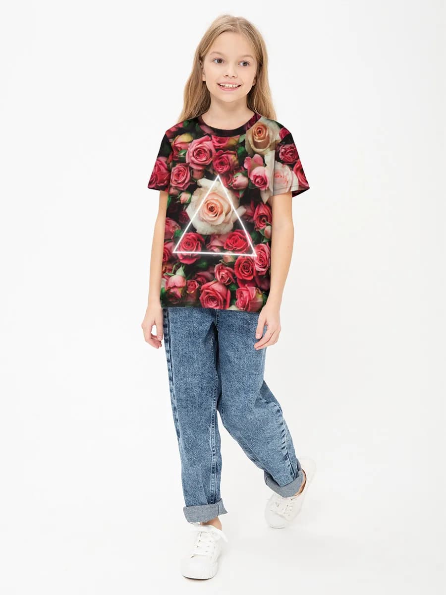 Girls' basic cotton T-shirt