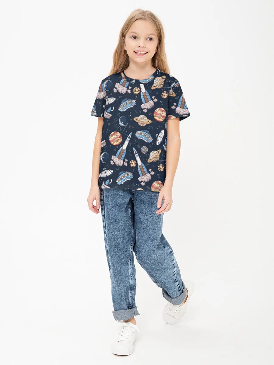Girls' basic cotton T-shirt