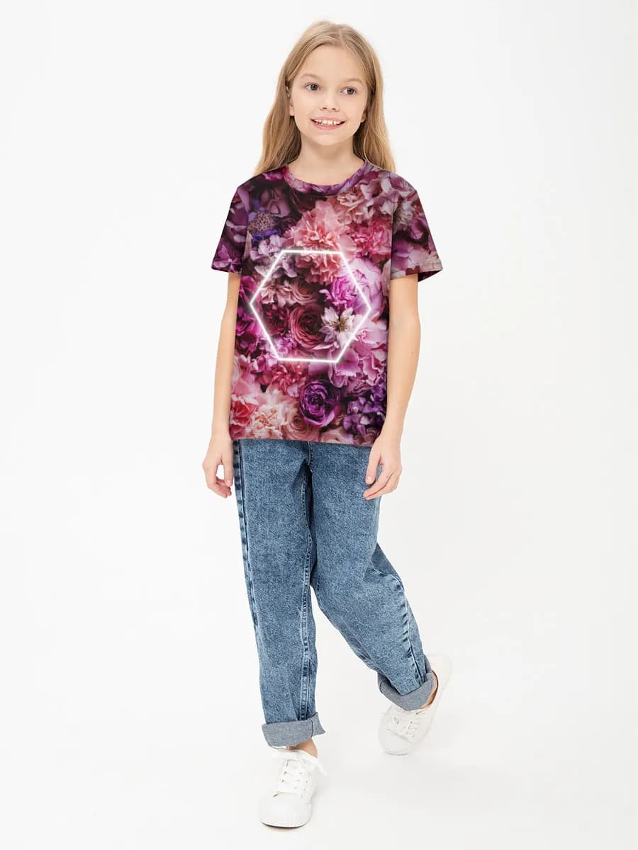 Girls' basic cotton T-shirt