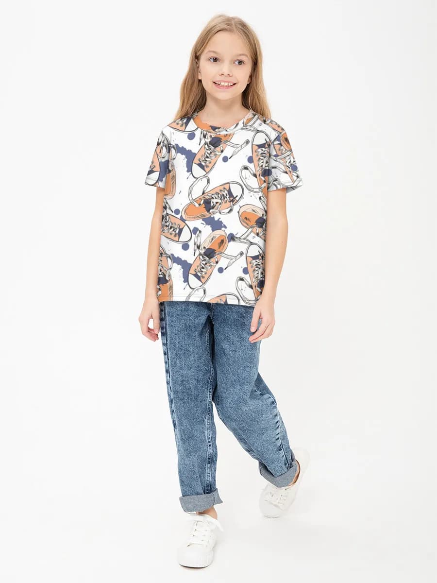 Girls' basic cotton T-shirt