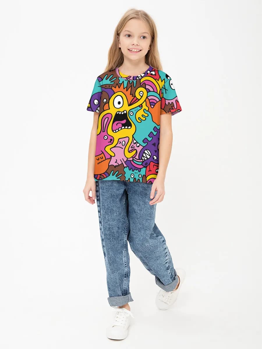 Girls' basic cotton T-shirt
