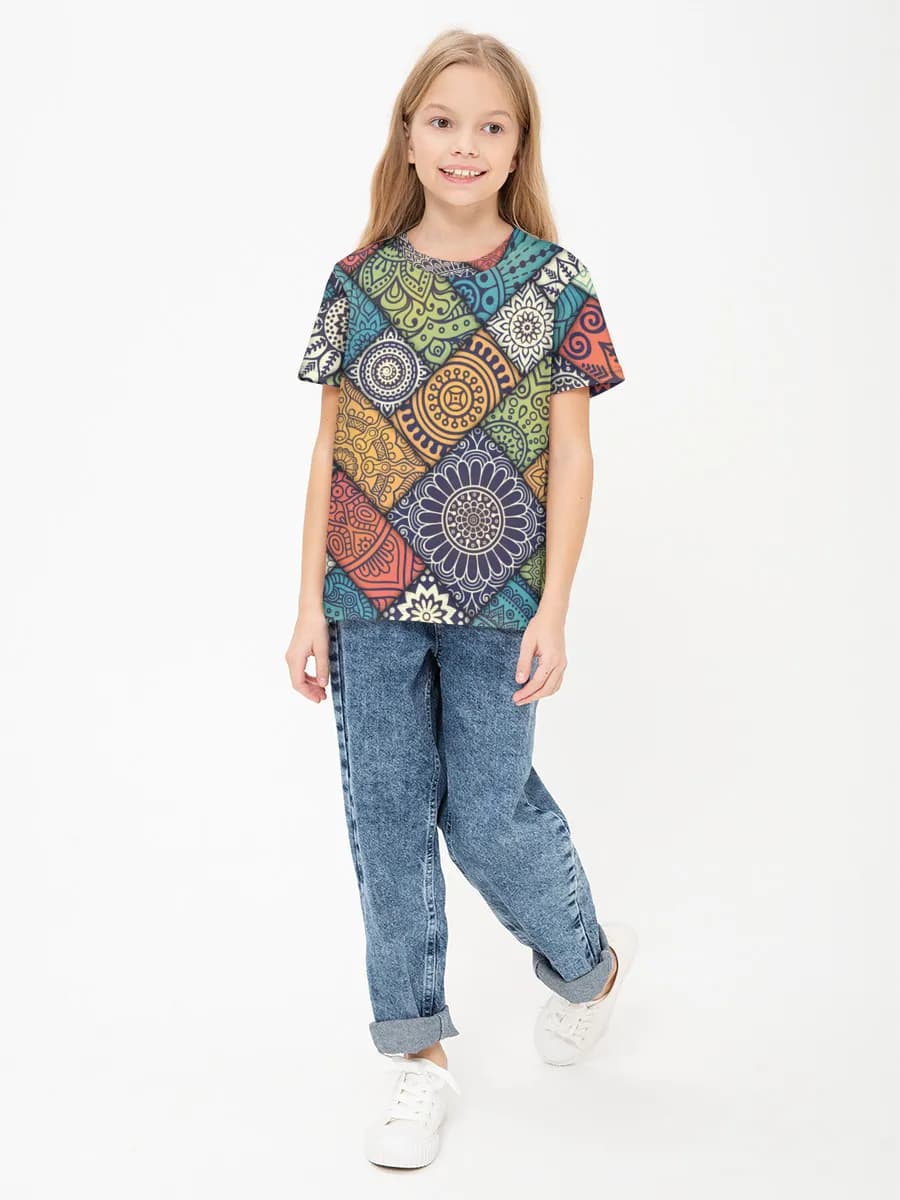 Girls' basic cotton T-shirt