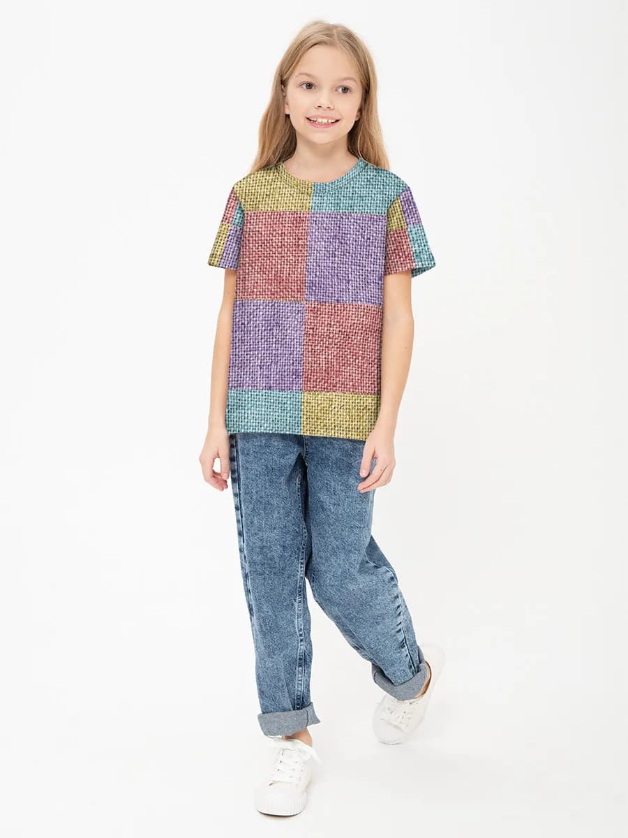 Girls' basic cotton T-shirt