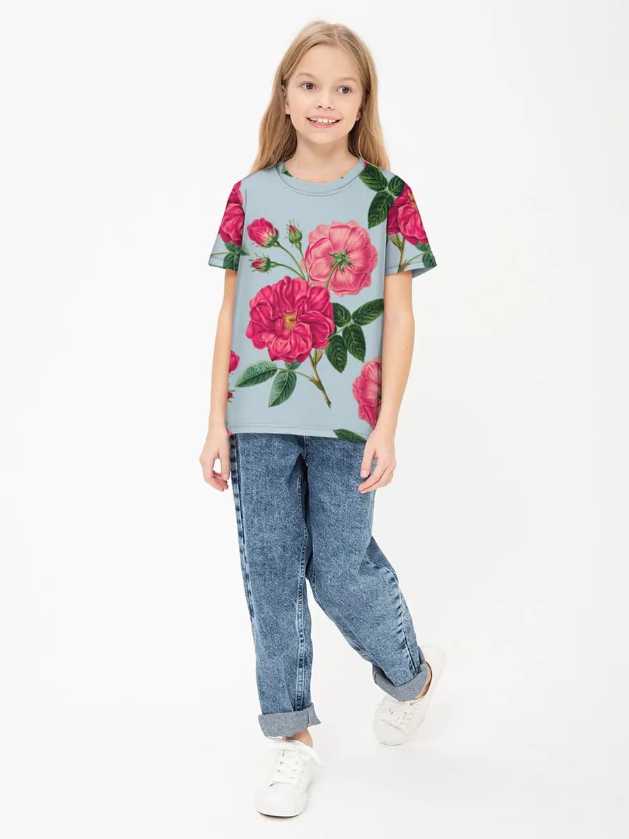 Girls' basic cotton T-shirt