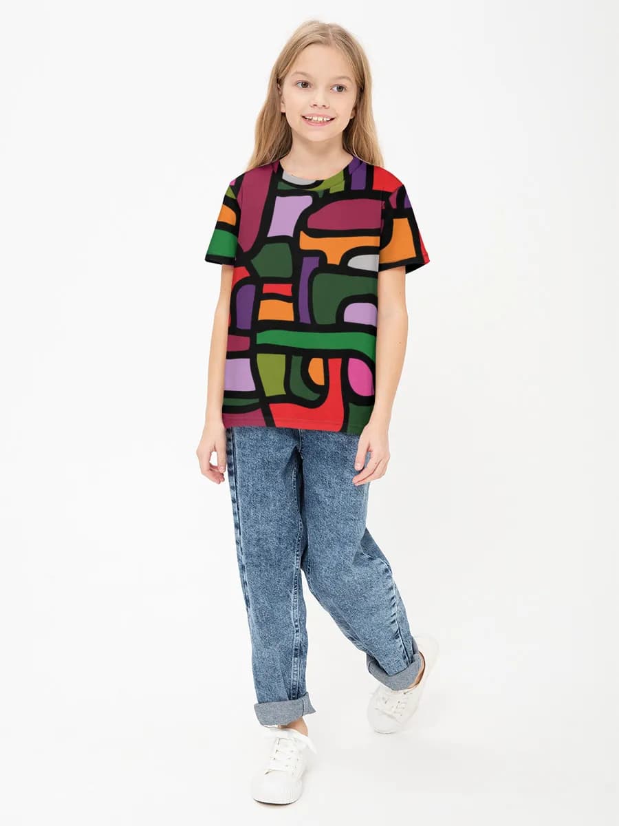 Girls' basic cotton T-shirt