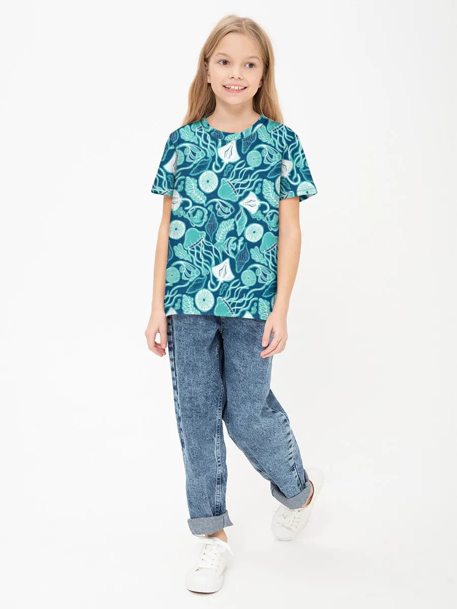 Girls' basic cotton T-shirt