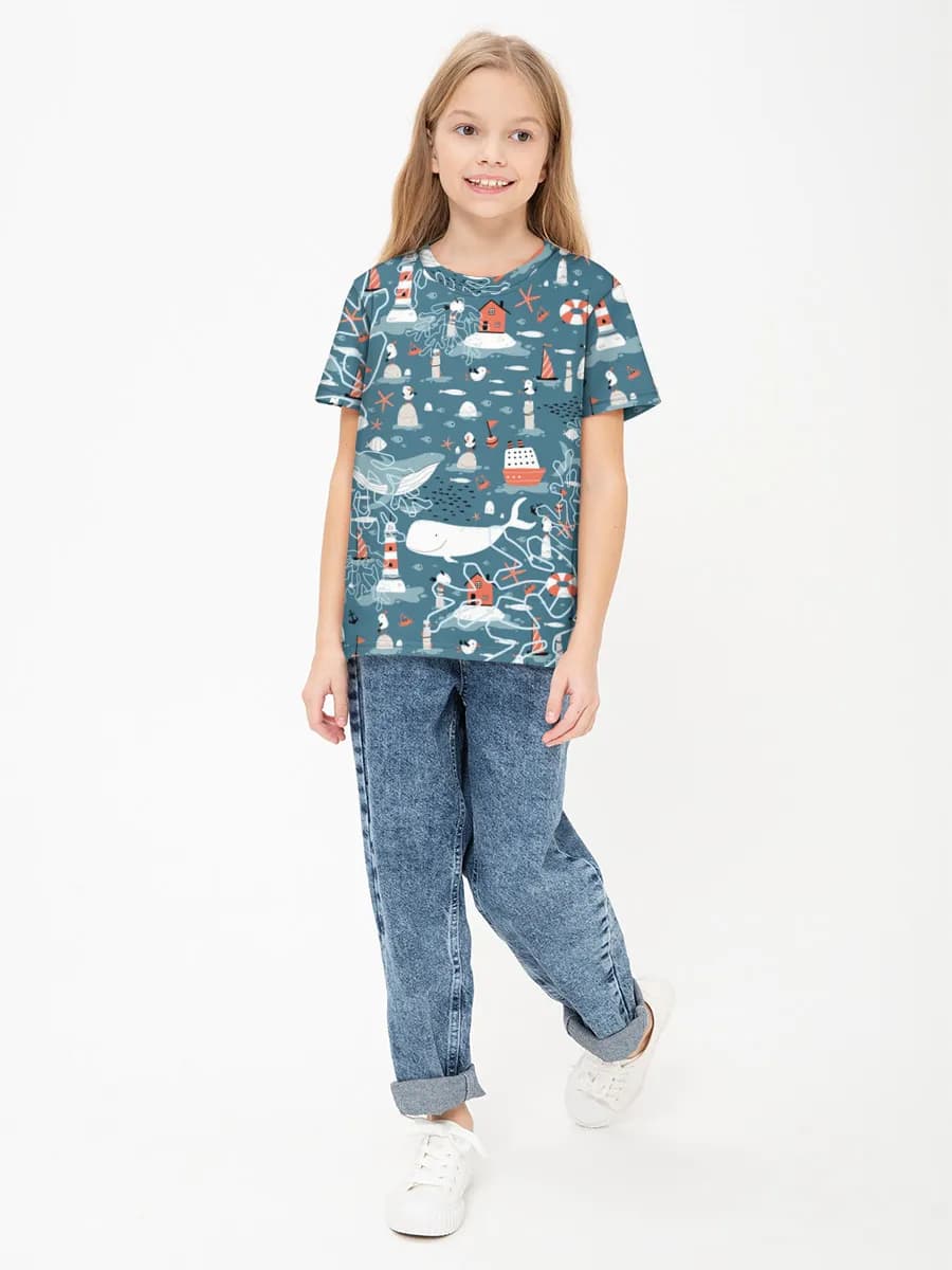 Girls' basic cotton T-shirt