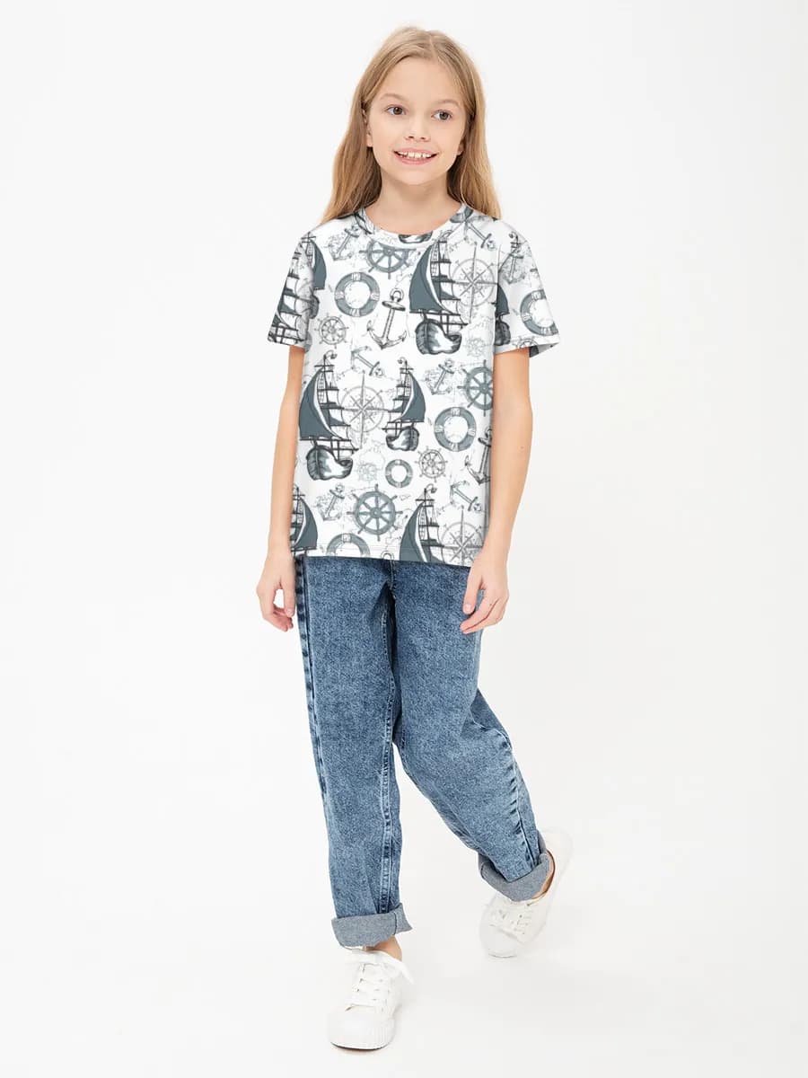 Girls' basic cotton T-shirt