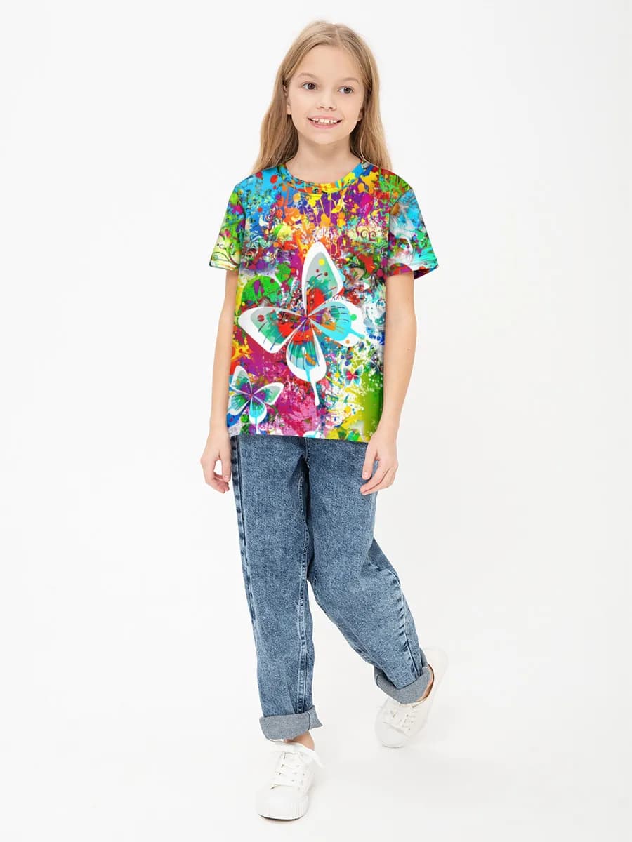 Girls' basic cotton T-shirt