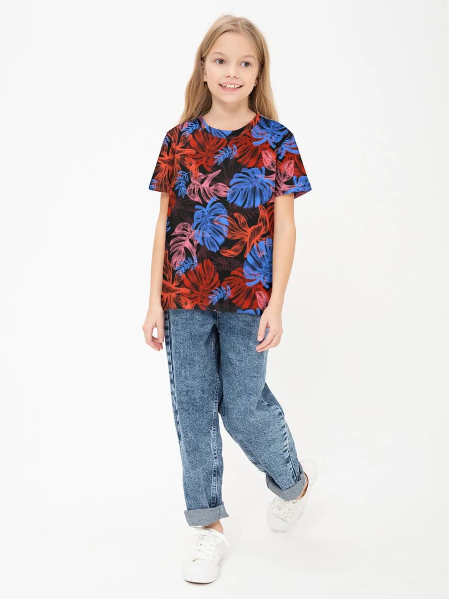 Girls' basic cotton T-shirt
