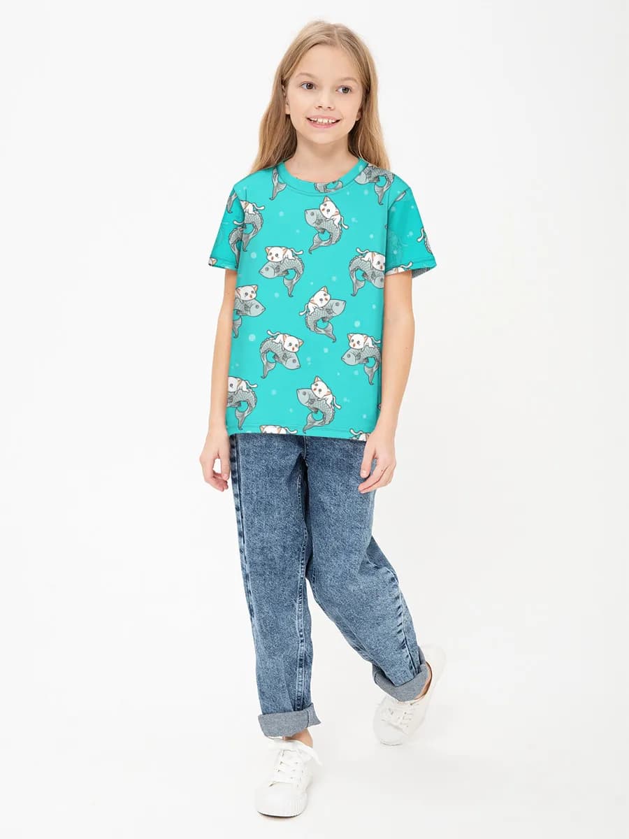 Girls' basic cotton T-shirt