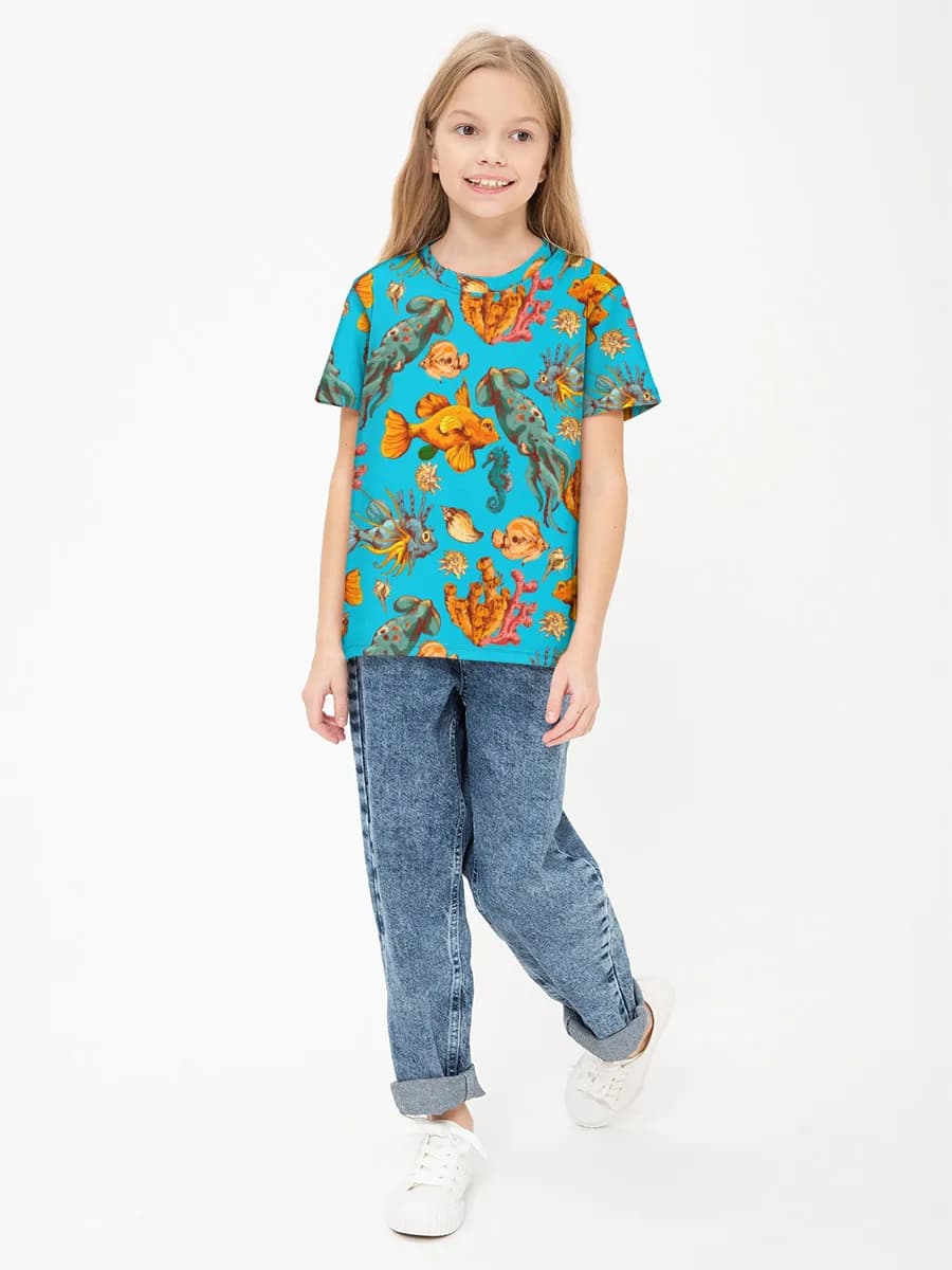 Girls' basic cotton T-shirt