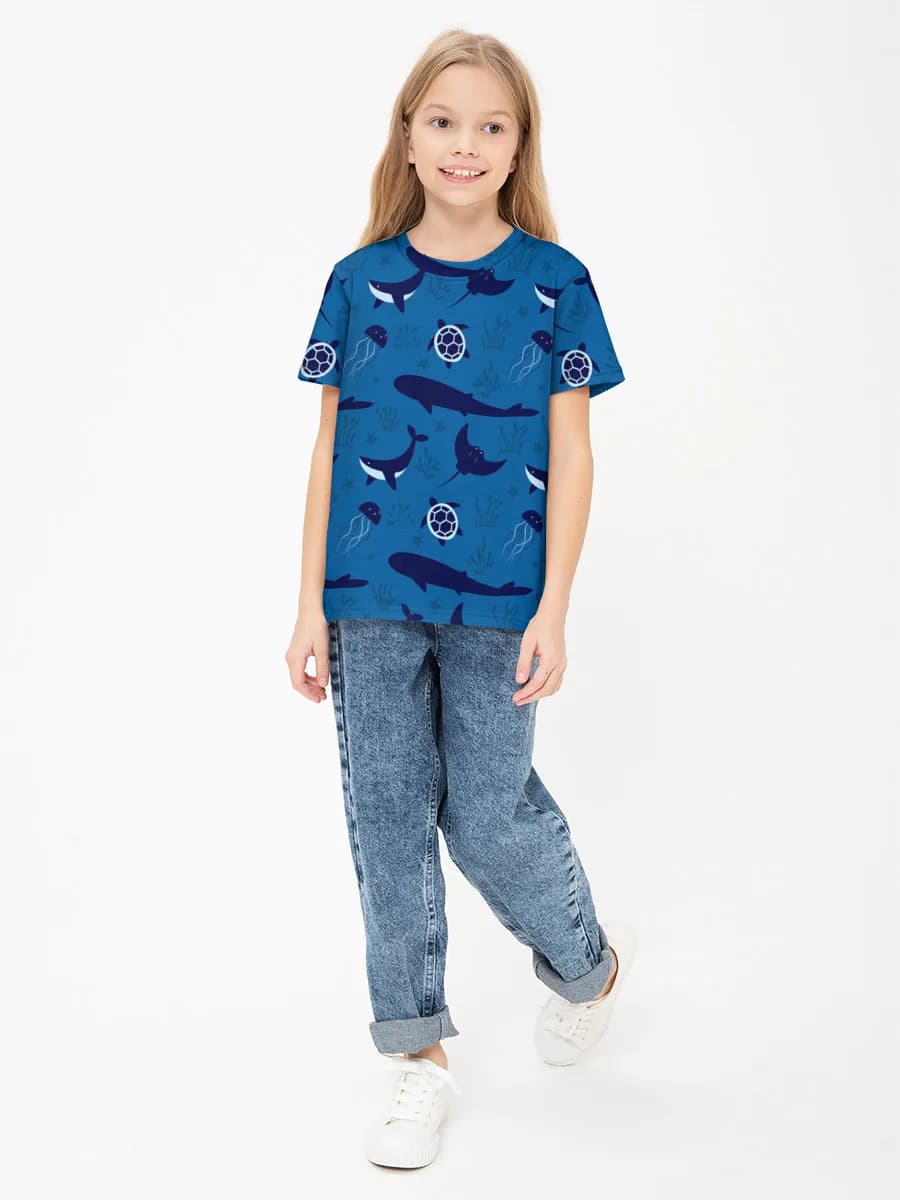 Girls' basic cotton T-shirt
