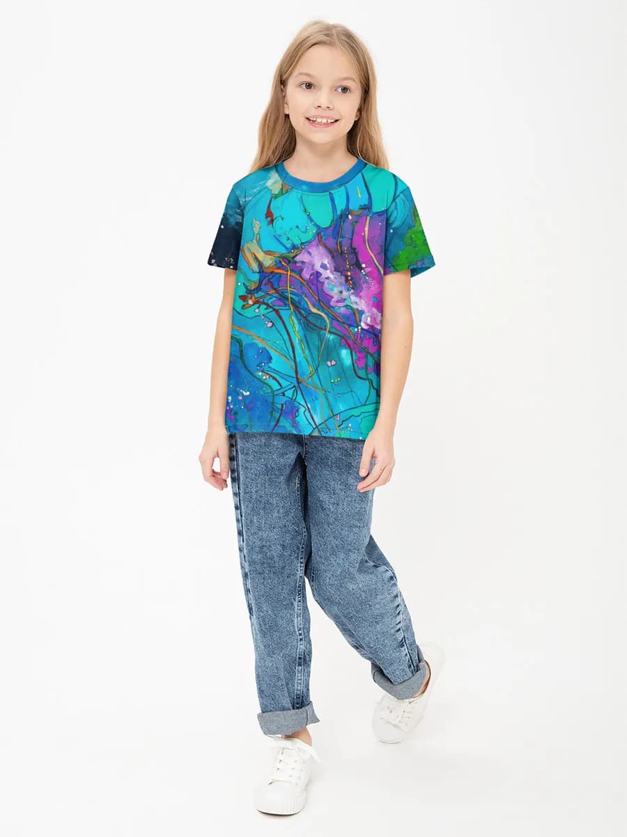Girls' basic cotton T-shirt