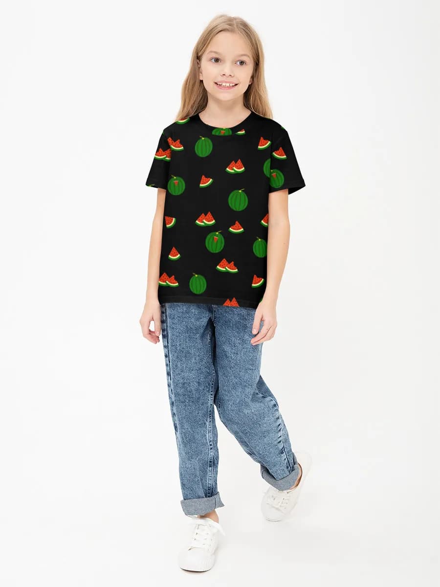 Girls' basic cotton T-shirt