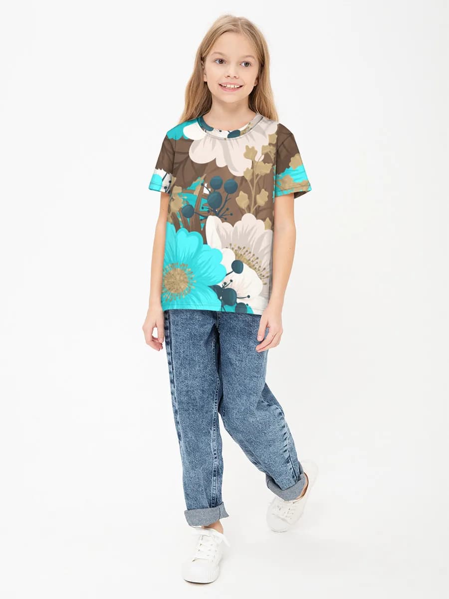 Girls' basic cotton T-shirt