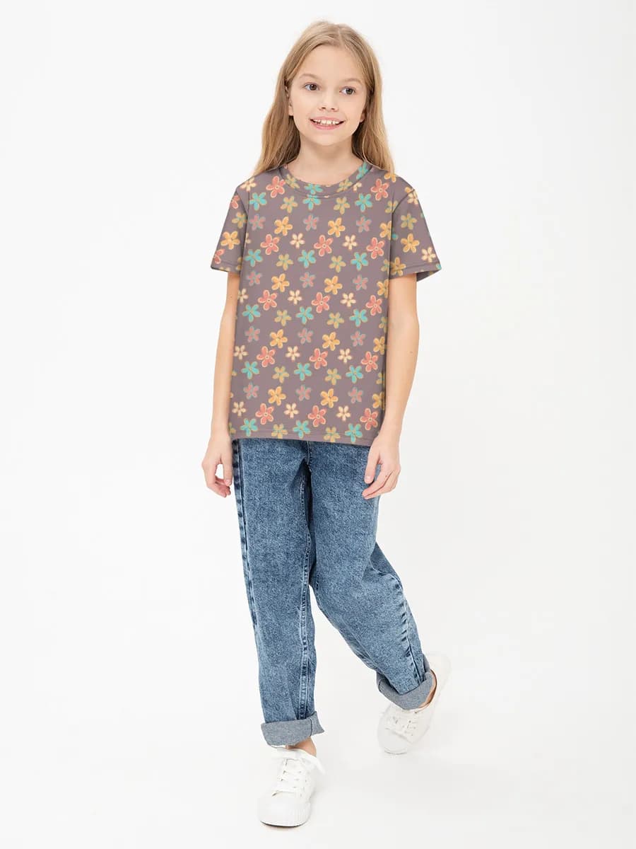 Girls' basic cotton T-shirt