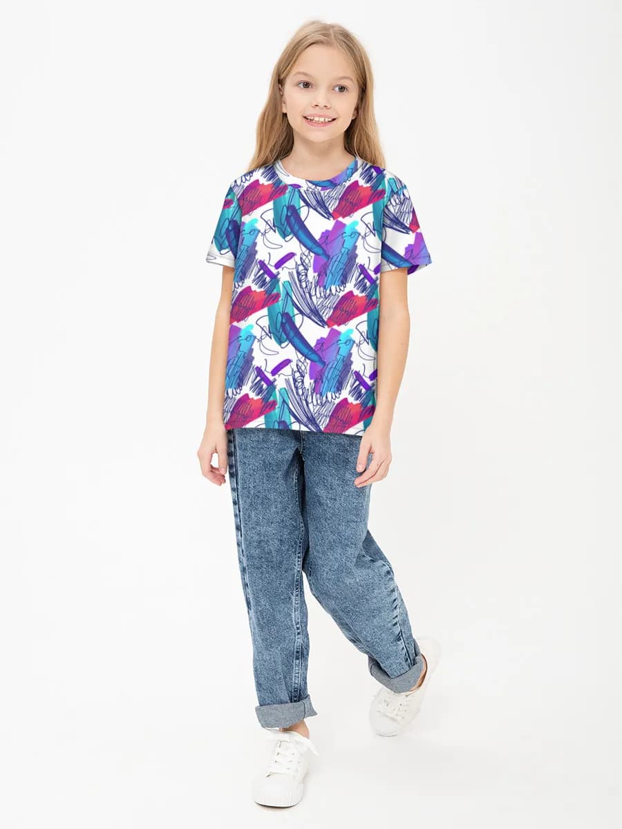 Girls' basic cotton T-shirt