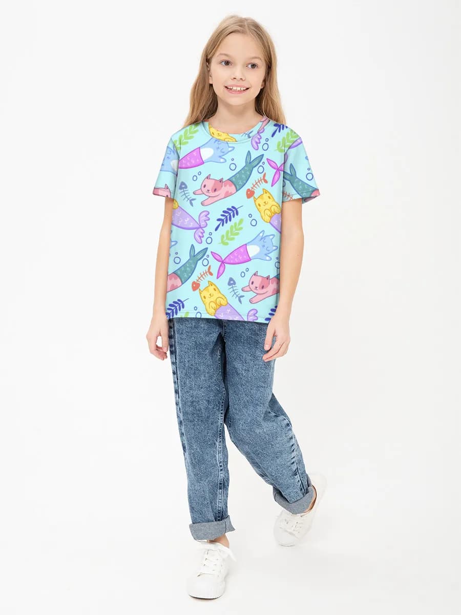 Girls' basic cotton T-shirt