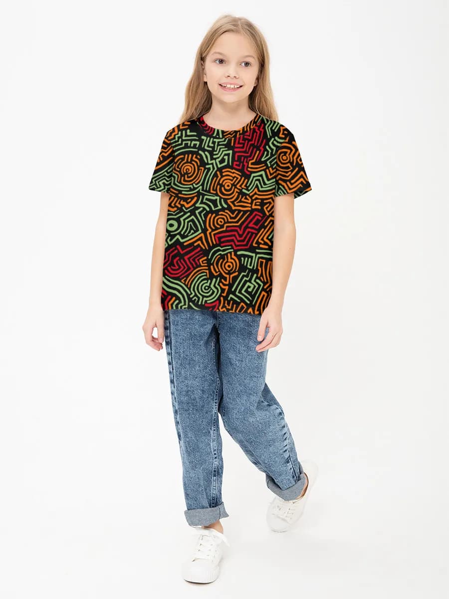 Girls' basic cotton T-shirt