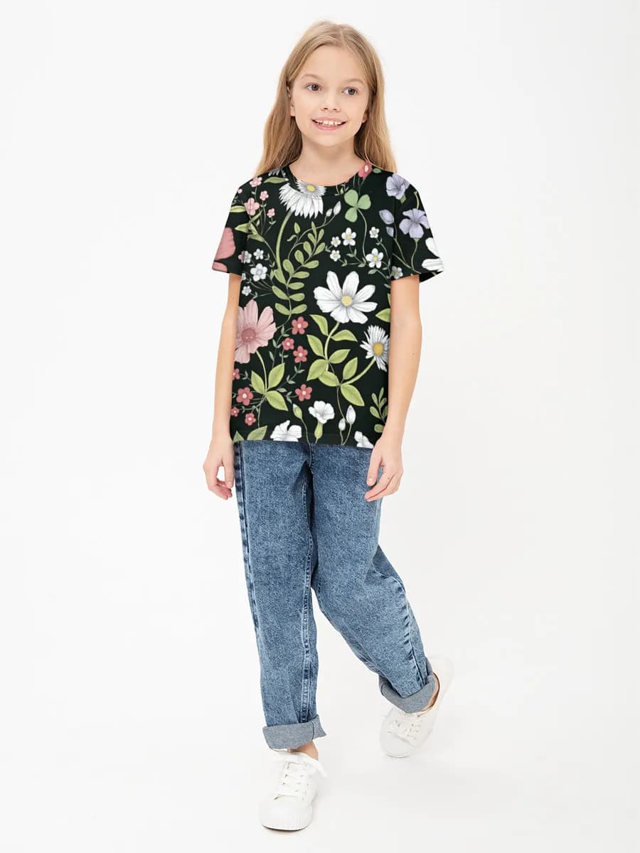Basic Baumwoll-T-Shirt Mädchen