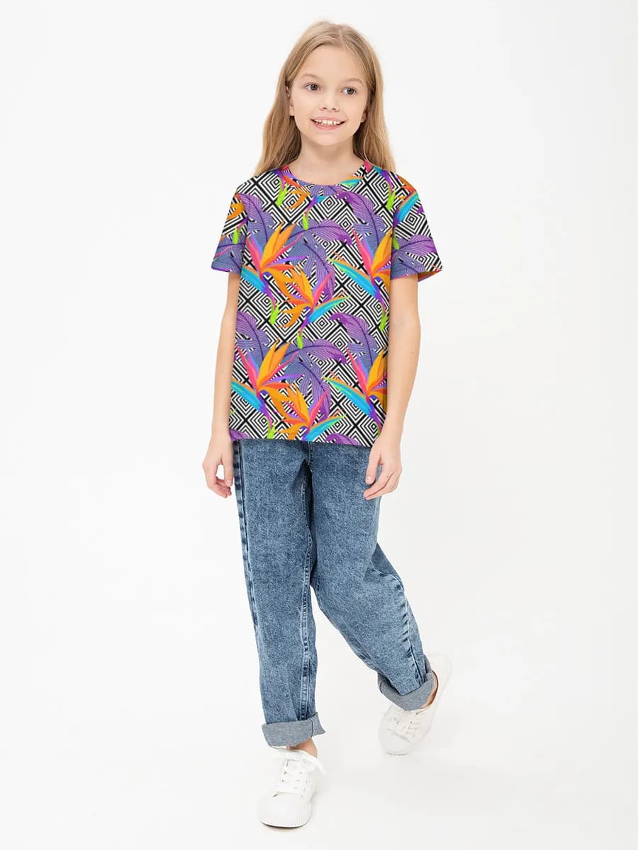 Girls' basic cotton T-shirt