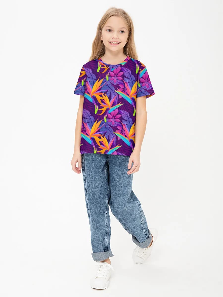 Girls' basic cotton T-shirt