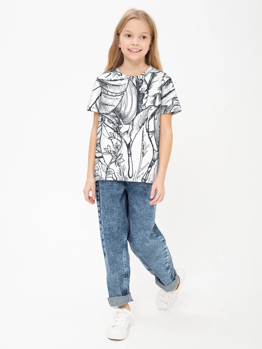 Girls' basic cotton T-shirt