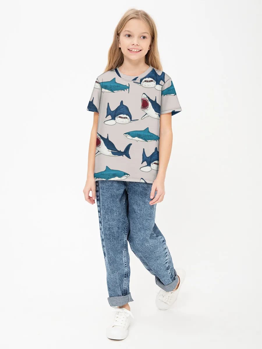 Girls' basic cotton T-shirt