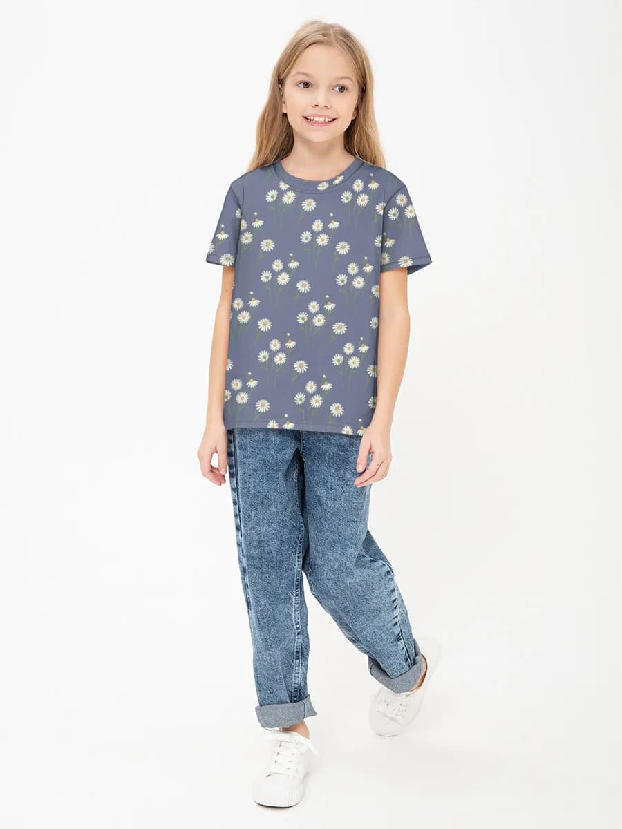 Girls' basic cotton T-shirt