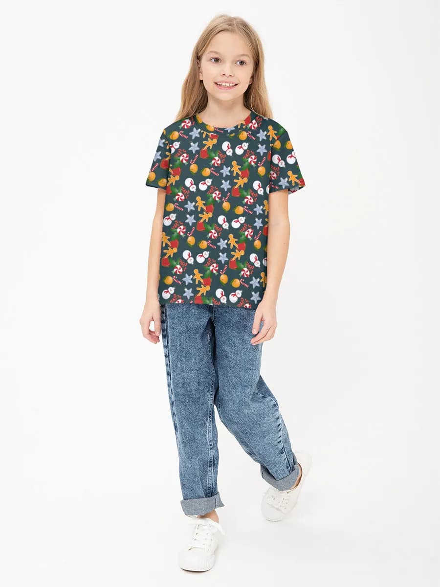 Girls' basic cotton T-shirt