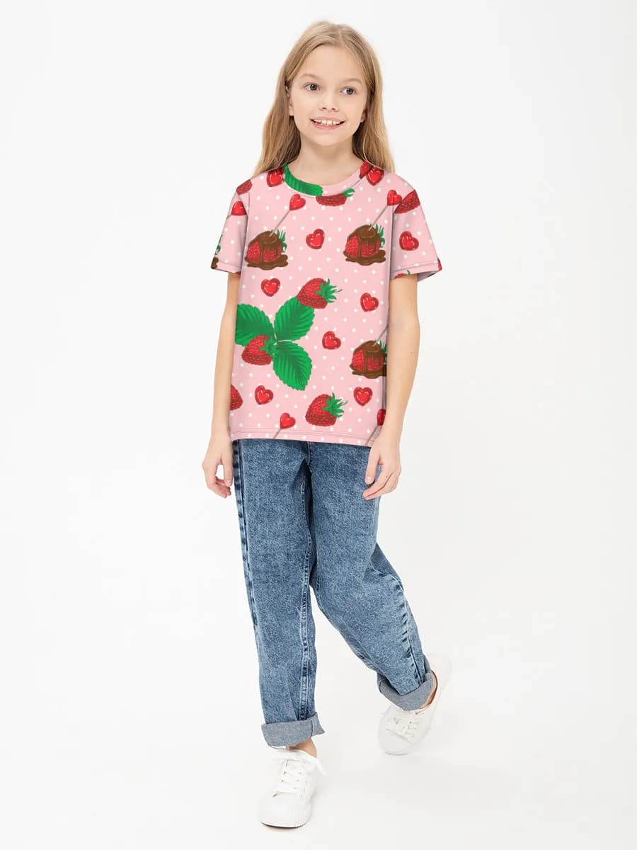 Girls' basic cotton T-shirt