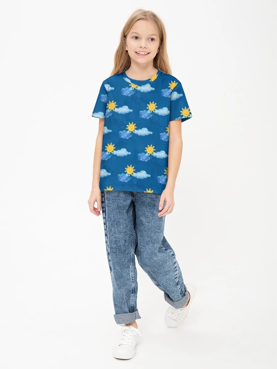 Girls' basic cotton T-shirt