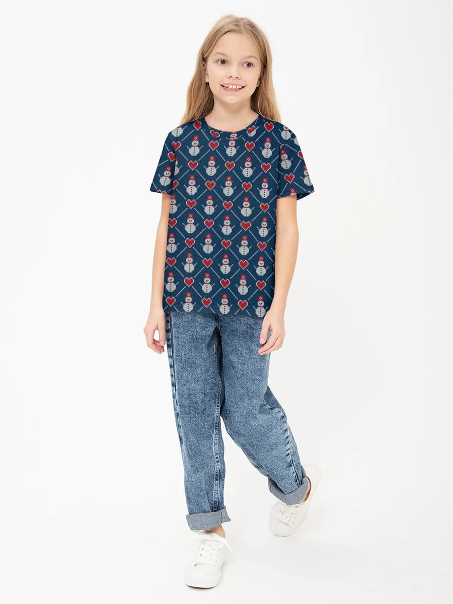 Girls' basic cotton T-shirt