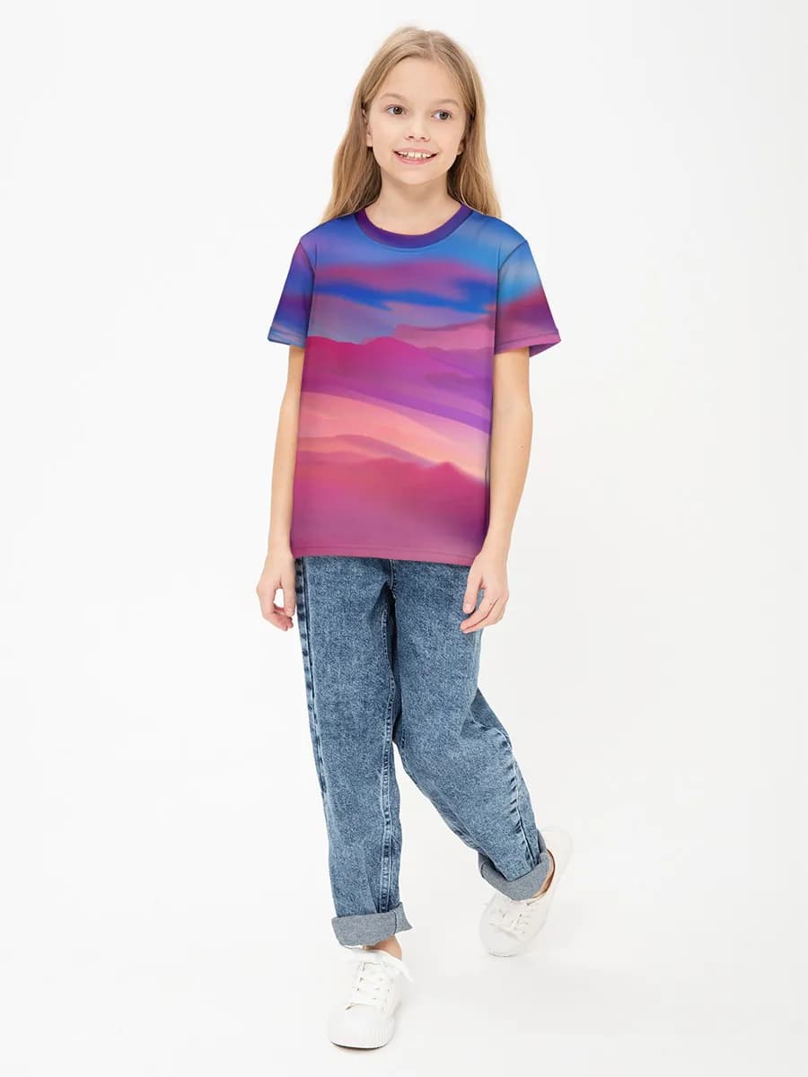 Girls' basic cotton T-shirt