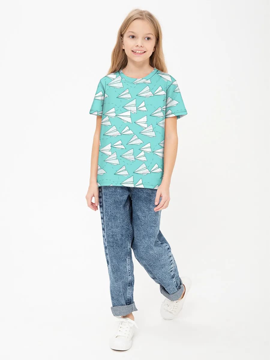 Girls' basic cotton T-shirt