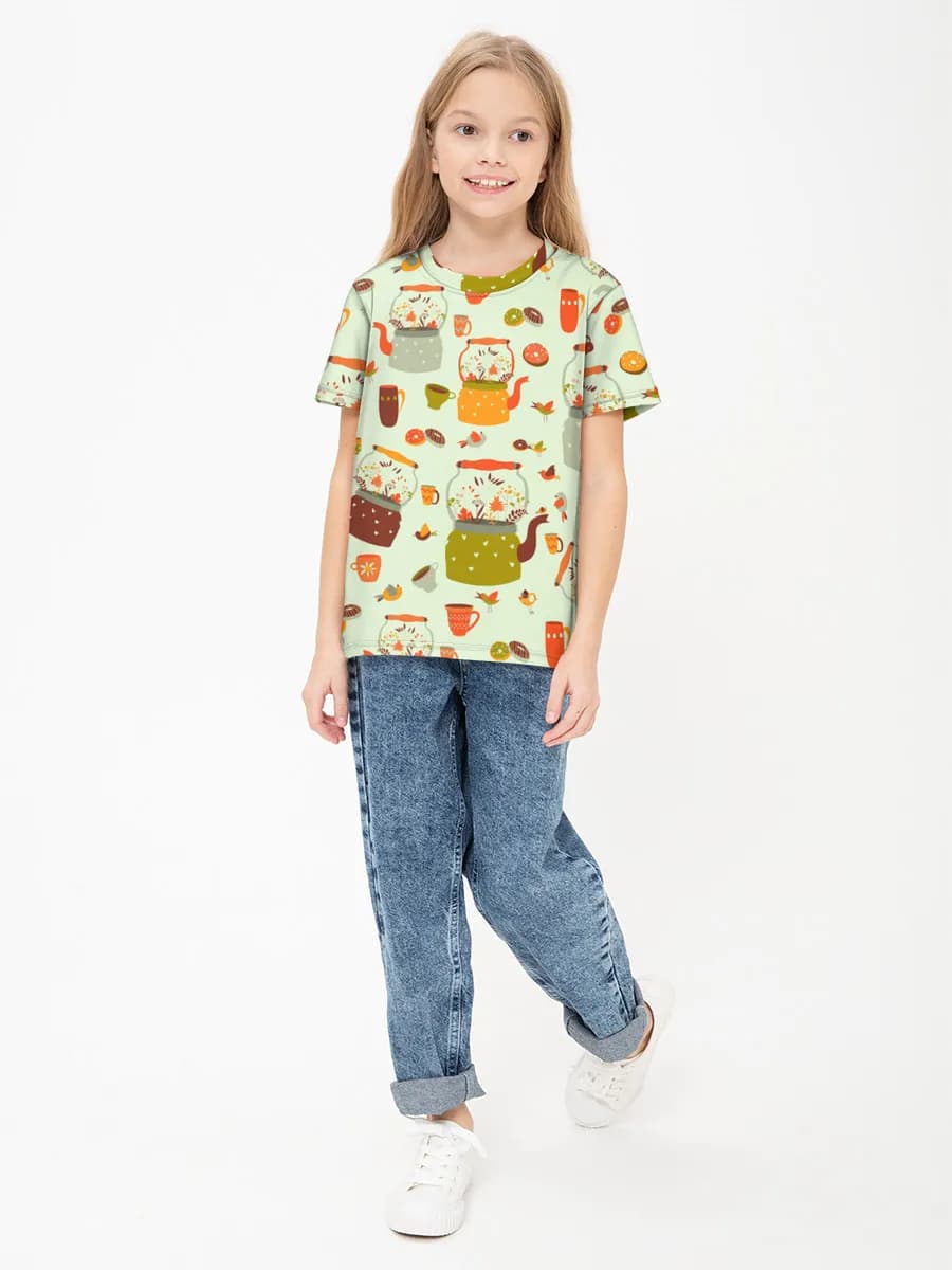 Girls' basic cotton T-shirt