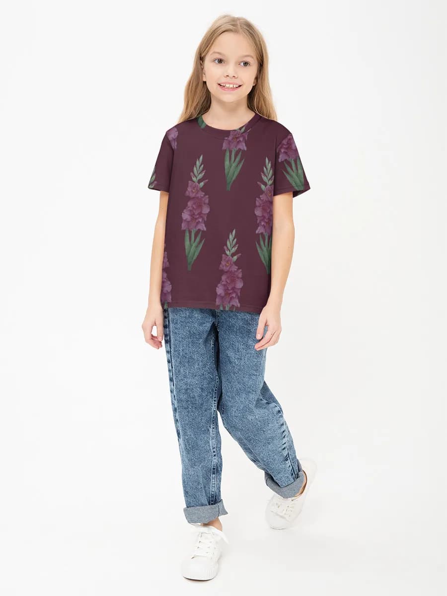 Girls' basic cotton T-shirt