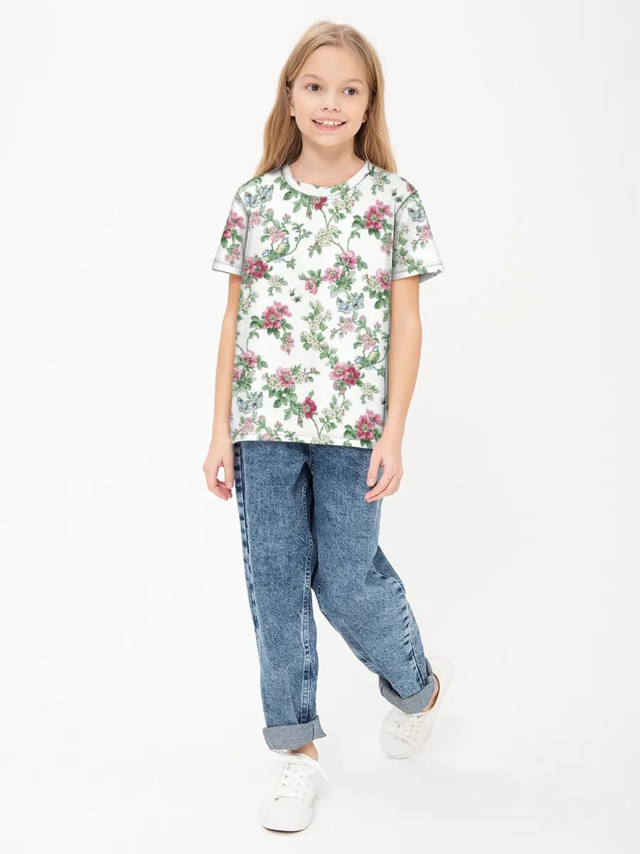 Girls' basic cotton T-shirt