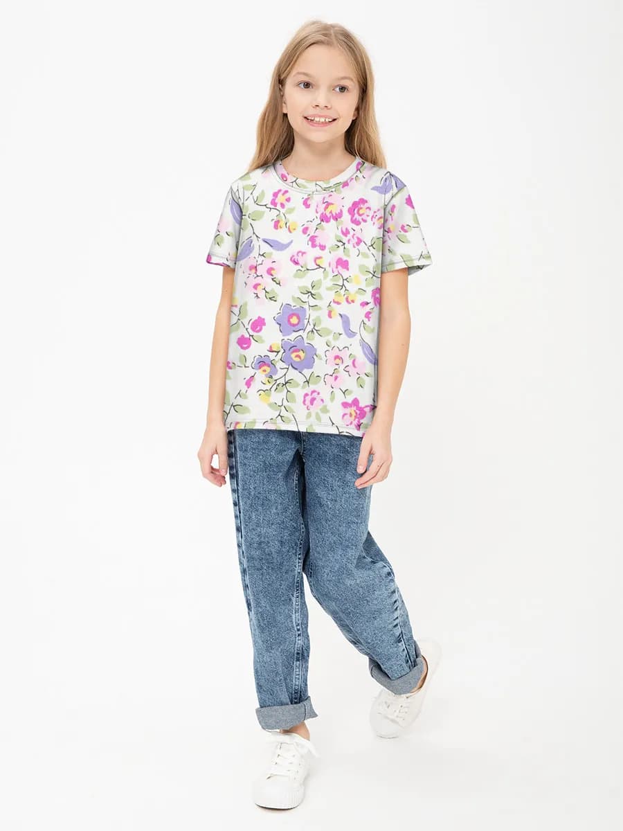 Girls' basic cotton T-shirt